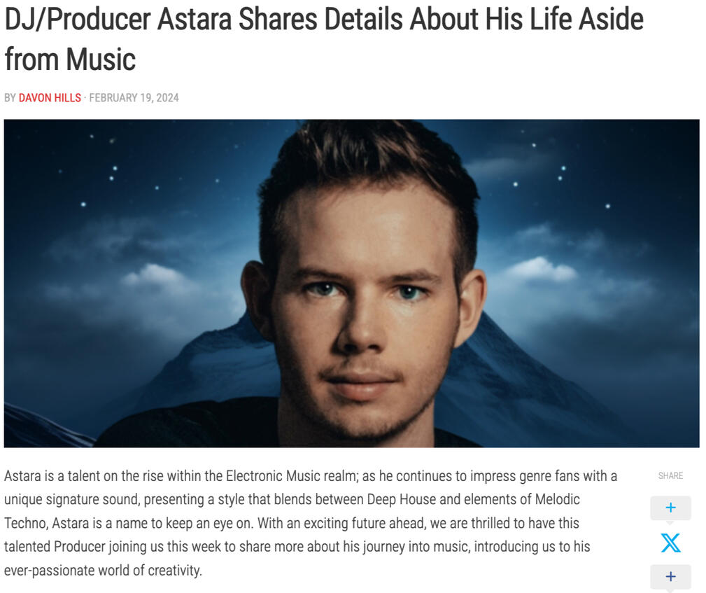 Astara shares personal reflections beyond music: his film recommendations, the “perfect day” and how he likes to unwind outside of music.